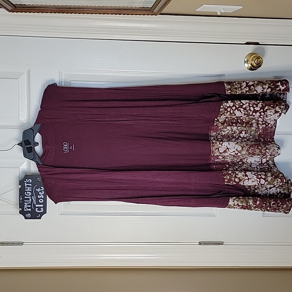 LOGO by Lori Goldstein XL Long Vest Purple Ruffle